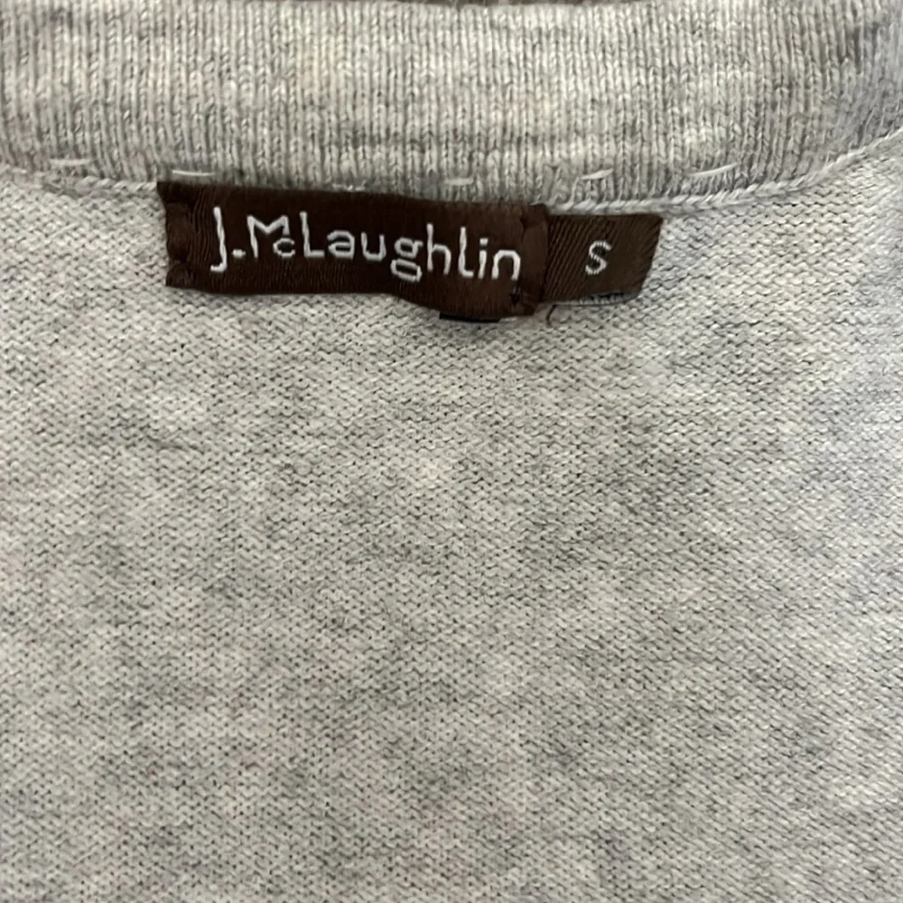 J. McGlaughlin Gray Cotton Blend Gold Chain Detail Cardigan Size Small - Picture 5 of 8